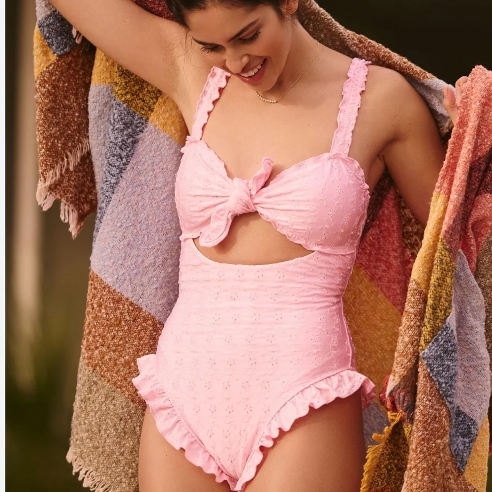 New!Frankie's‎ Bikinis Lucia Eyelet One Piece Swimsuit